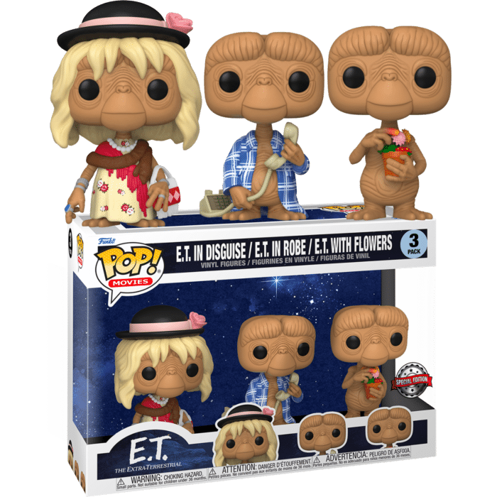 E.T. The Extra-Terrestrial - E.T with Flowers, Flannel Robe & Disguise Pop! Vinyl Figure 3-Pack