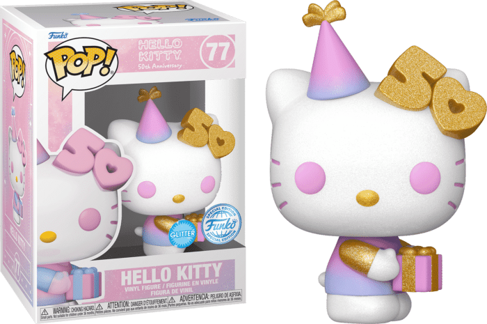 Hello Kitty - Hello Kitty with Present 50th Anniversary Glitter Pop! Vinyl Figure (Popcultcha Exclusive)