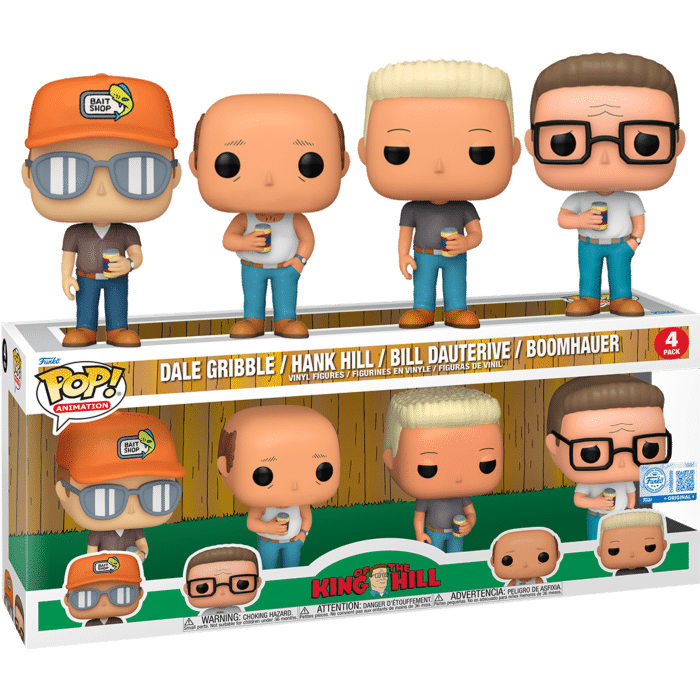King of the Hill - Dale Gribble, Hank Hill, Bill Dauterive & Boomhauer Pop! Vinyl Figure 4-Pack