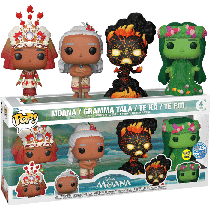 Moana - Moana, Gramma Tala, Te Ka, Te Fiti Glow-in-the-Dark Pop! Vinyl Figure 4-Pack