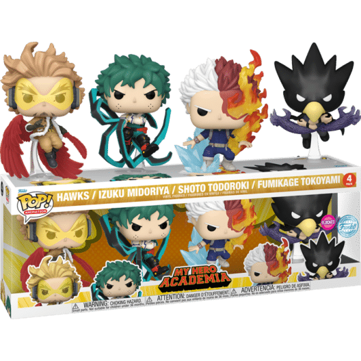 My Hero Academia - Hawks, Izuku Midoriya, Shoto Todoroki & Fumikage Tokoyami Flocked Pop! Vinyl Figure 4-Pack