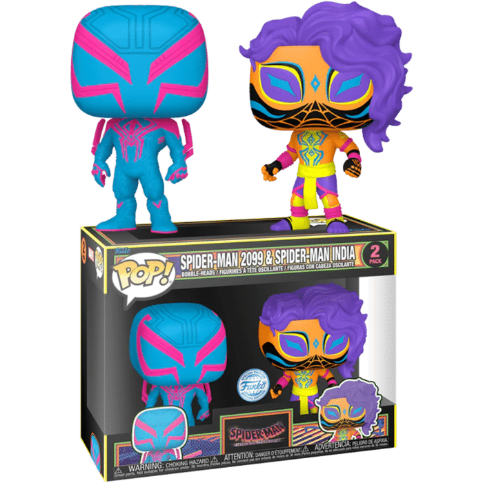 Spider-Man: Across the Spider-Verse - Spider-Man 2099 & Spider-Man India Blacklight Pop! Vinyl 2-Pack