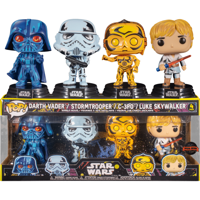 Star Wars - Darth Vader, Luke Skywalker, C-3PO & Stormtrooper Retro Series Pop! Vinyl Figure 4-Pack