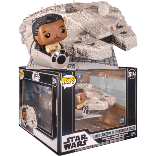 star-wars-lando-calrissian-with-millenium-falcon-deluxe-pop-rides-viny Star Wars - Lando Calrissian with Millenium Falcon Deluxe Pop! Rides Vinyl Figure (2022 Galactic Convention Exclusive)
