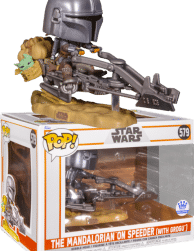 Star Wars: The Mandalorian - The Mandalorian on Speeder (with Grogu) Pop! Rides Vinyl Figure (Funko / Popcultcha Exclusive)