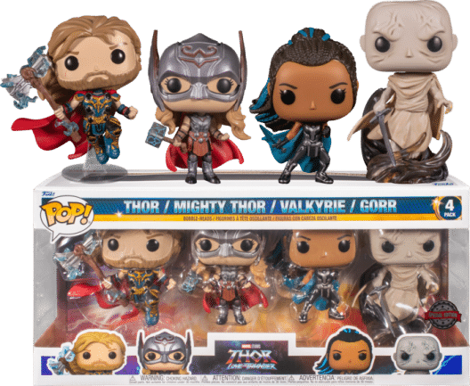 Thor 4: Love and Thunder - Thor, Mighty Thor, Gorr & Valkyrie Pop! Vinyl Figure 4-Pack
