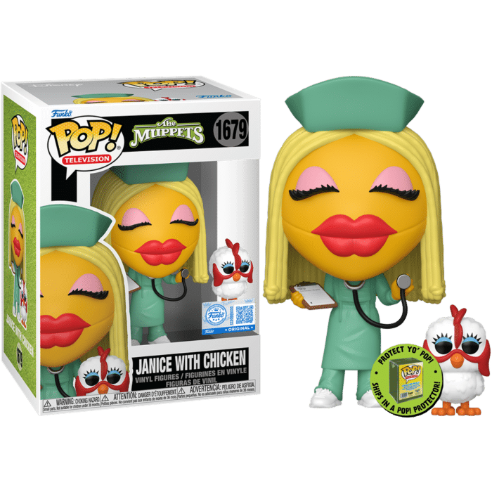 The Muppets - Janice with Chicken Pop! Vinyl Figure in Acrylic Pop! Protector (Popcultcha Exclusive)