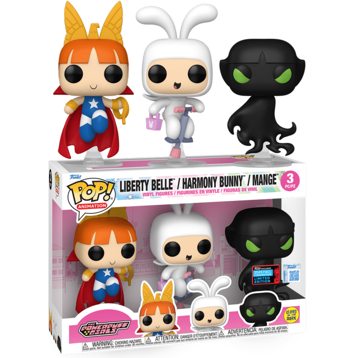 The Powerpuff Girls - Liberty Belle, Harmony Bunny & Mange Glow-in-the-Dark Pop! Vinyl Figure 3-Pack (2025 Fall Convention Exclusive) (Popcultcha Exclusive)