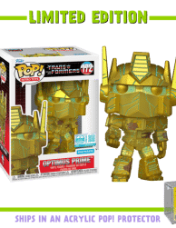Transformers - Optimus Prime Gold Pop! Vinyl Figure in Acrylic Pop! Protector (Supreme Limited Edition)